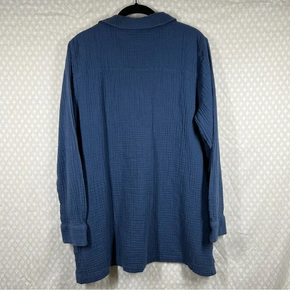 Soft Surroundings Blue Key Biscayne Muslin Cotton Popover Tunic‎ Top - Picture 7 of 7